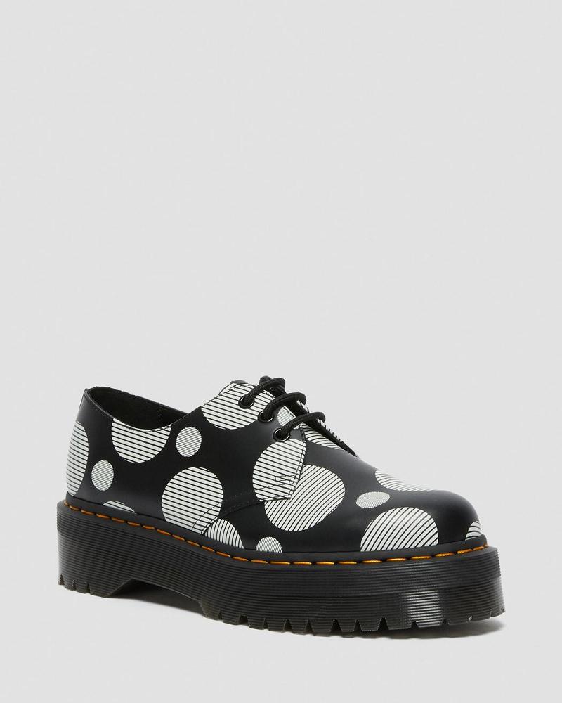 Zapatos Plataforma Dr Martens 1461 Polka Dot Smooth Cuero Hombre Negros | MX 196NWY